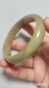 Jadeite Jade Bangle 58.2mm 缅甸A货翡翠 [58.2圈口 正圈黄加绿手镯] - FC-SZ-032