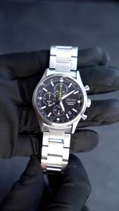 Jam Tangan Pria Seiko Chronograph SSB419P1 Black Dial Stainless Steel Band