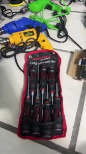 Set 7 obeng ketok dengan obeng berbentuk salib hati dengan port datar bunga plum untuk perbaikan