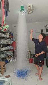 Jaring Ikan Siap Pakai Tate atau malang Senar 020mm Pemberat Timah bentuk kendang