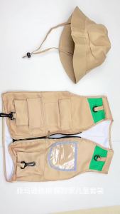 Durable Outdoor Explorer Set Toddlers Cargo Vest and Hat Safari Costume for Boys and Girls 100-140cm Children Outdoor Adventure Kit for Kids Cargo Vest Hat Set Explorer Costume Role Play Toy Costumes