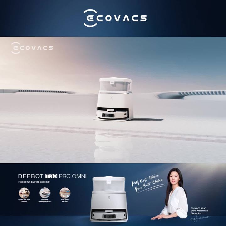 Robot hút bụi lau nhà Ecovacs Deebot T30 Pro Omni xòe giẻ làm sạch tối đa - Lực hút 11000Pa - Pin 5200mAh