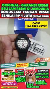 CASIO ORIGINAL - CASIO HDA-600B-7B - MEN - Hitam Putih - Rubber Band - NEW - Jam dunia JD18ST # Jam Tangan Pria Cowok Anti Air Digital Analog + CASIO HDA 600B 7B HDA-600B 600 B HDA600 HDA-600 HDA600B $ WR1 STR SD7 HT7