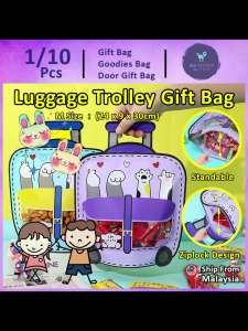 Luggage Paws Trolley Bag Ziplock Zipper Bag M Size Goodies Gift School Door Gift  (150) Snack Candy Beg Birthday for Kids Cartoon Souvenir Plastic Bag