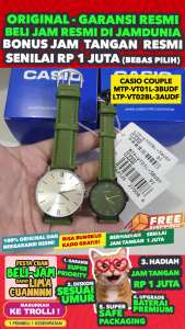 JAM TANGAN COUPLE ORIGINAL CASIO MTP VT01L 3B WITH CASIO LTP VT02BL 3A STANDARD - Hijau - Kulit - Jamdunia / Jam dunia JD18 + JAM COUPLE ORIGINAL CASIO MTP-VT01L-3B WITH CASIO LTP-VT02BL-3A JAM TANGAN PASANGAN CASIO ORIGINAL