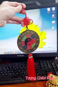 Dây treo Bát Quái Âm Dương 12 con giáp phong thủy trấn trạch 9.5cm