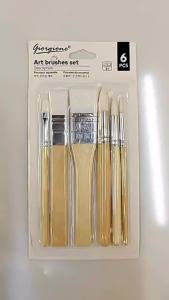 bside.ph 6PCS Nylon Painting Brush Set for Watercolor Acrylic Gouache and Poster Paint Wooden Handle Wide Flat Small Flat Round Pointed Fine Detail Art Brushes for Students Kids Beginners School Projects Canvas Painting DIY Crafts