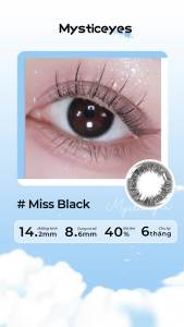 [Miss 0-6 độ] Cặp Kính áp tròng Black sử dụng 6 tháng 14.2mm Mystic Eyes làm cho đôi mắt to hơn