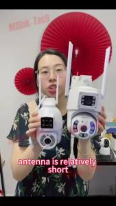 【Upgrade the head warning light】dual lens cctv camera wireless 5mp cctv camera wifi connect 360 Outdoor Waterproof cctv camera connect cellphone with Anti-theft Siren Alarm Dual Lens Zoom PTZ CCTV O-KAM APP