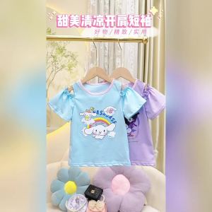 LOBER เสื้อยืดเดกผญ เสื้อยืดแขนสั้นคุโรมิ เสื้อเด็กหญิง เสื้อยืดเด็กผู้หญิง เสื้อผ้าเด็กผู้หญิง เสื้อนักเรียนประถม