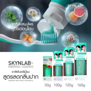 ✅ สีเขียว【Skynlab】ยาสีฟัน ลดกลิ่นปาก【ปริมาณ50g.】สกินแล็บ พรีเมี่ยมเฟรชสไมล์ Premium Fresh Smile Toothpaste