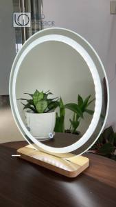 Gương DLQ Tròn Để Bàn Trang Điểm Có Led Cảm Ứng 3 Màu Tiện Lợi