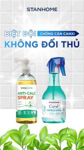 Xịt làm sạch cặn canxi nước cứng chuyên sâu Stanhome ANTI CALC tiêu chuẩn Air Label Score 500ml/chai