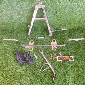 B&C - PAKET LENGKAP Step Postep Fostep Bastep Footstep Pijakan Kaki Depan Honda SUPRA X 125 KARISMA KHARISMA 125 Fullset Set Standar Standart 2 Jagang Jagrak Tengah CHROME Tebal Murah / Besi Barstep KARISMA SUPRA X 125