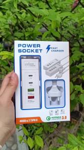 Ổ Cắm Sạc Điện Thoại Power Socket 4 Cổng Sạc Nhanh 2 Cổng Pd Type-C + 2 Cổng Usb