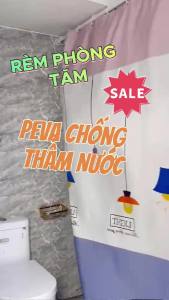 Rèm phòng tắm cao cấp chất liệu PEVA không thấm nước-Trắng trong họa tiết kẻ