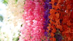 【Ready Stock】1 pieces of 110cm wisteria artificial flower wreath fake plant leaves DIY hanging rattan family party wedding decoration rattan tracking fake flowers