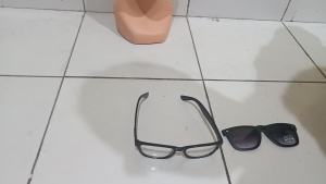 clip on kacamata warna hitam / klip on frame kaca mata jepit double kacamata bening plus minus fashion pria wanita laki perempuan siang malam