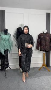 [PAKET 5IN1] Baju OneSet Kondangan Kekinian Kebaya Modern GHINA Outer Brukat Rok Lilit Satin Wisuda