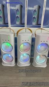 Portable rechargeable double layer triple nozzle spray cooling desktop fan White recharge remote control