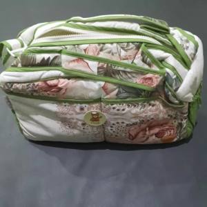 Tas Besar Aleena Motif Bunga Warna Coklat Hijau Selempang Sling Diaper Bag Bisa Dicuci