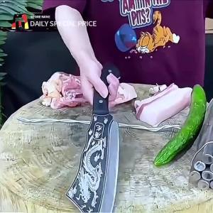 Japanese Original Kitchen Knives Black Dragon Knife Heavy Duty Japan Made Heavy Duty Stainless Steel Super Sharp Cooking Knives Premium Blade Knife Forged Thickening Bone-cutting Household Camping Knife with Knife Cover