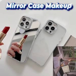 Mirror Case Makeup Cute Glossy Hard Mirror Back+Clear Soft TPU Bumper Slim Compatible for iphone