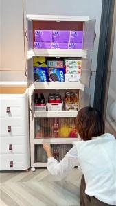Cutiehaus 57cm Large Capacity Foldable Household 2 Doors Storage Cabinet For Snacks Toys Clothes And Quilts Storage Box Multi Layer Storage