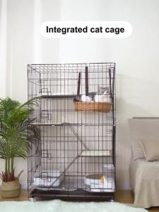 Cat Cage 4 Layer Large Space Pet Cage Foldable Sturdy Pet Furniture Cat Cages with Wheels