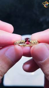 Collectors Grade Gold Full S925 Silver Adjustable Wine Red Garnet Ring