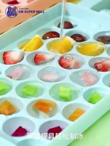 【Cool Summer】Creative 37 Grids Ice Cube Molder Diamond / Round / Square Shaped Ice Cube Silicone Ice Cube Mold with Lid Ice Cream Tray Whiskey Cocktail Cold Drink