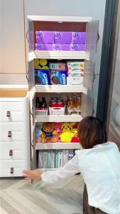 Edens 57cm Large Capacity Foldable Household 2 Doors Storage Cabinet For Snacks Toys Clothes And Quilts Storage Box Multi Layer Storage - Fulfilled by Edens