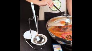 Single/Double Ladle Spoon Utensil Rack Soup Spoon Rest Stand Tableware Storage Shelf Stainless Steel Spoon Rest Lid Holder Vertical Stand Storage Rack Cookware Organizer Kitchen Accessories Cooking Tools