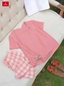 Đồ bộ nữ CARDINA chất liệu đũi bamboo cổ vuông form basic kiểu dáng đơn giản thoải mái trẻ trung 4BDL05