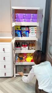 GMSHOP 57cm Large Capacity Foldable Household 2 Doors Storage Cabinet For Snacks Toys Clothes And Quilts Storage Box Multi Layer Storage