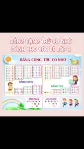 Bảng cộng trừ (có nhớ) nhân chia dành cho các bé lớp 2