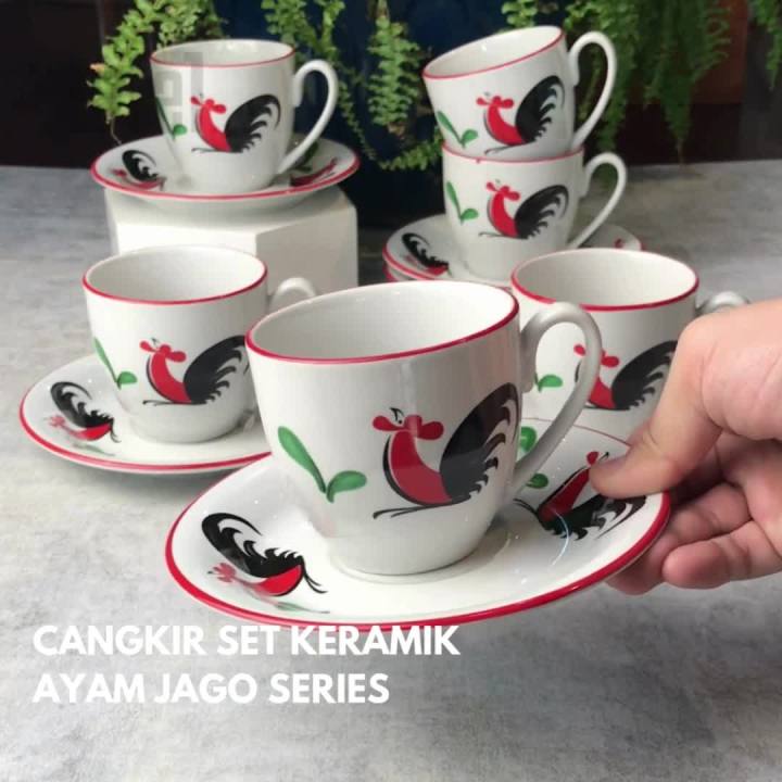 KOPIN Cangkir Set Ayam Jago KPI 200 ml Isi 6 Pasang