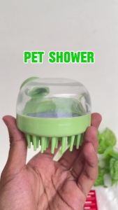 PET SHOWER BRUSH - Sikat Mandi Hewan Premium - Sisir Keramas Dengan Wadah Shampo Untuk Anjing Kucing - Pet Hair Care With Soap - Alat Pijat Mandi Bahan Silikon Lembut