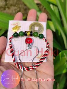 Cuan Hoki Gelang Aura Rezeki 3 Bola Kristal Tabung Batu Alam Tiger Eye Fanta Bisa COD
