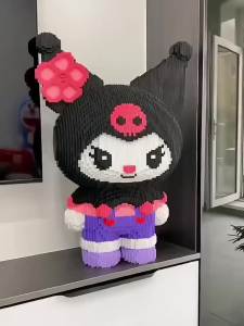 55CM Sanrio Kuromi Cute Cartoon Set Building Blocks Toys 3D Model Educational Toys for Kids Super Sized Sanrio Kuromi Melody Blocks Puzzle Toy Children and Adults Christmas Gifts Desktop Decoration