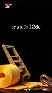 สายรัดของ สายรัด Polyester หัวล็อคแบบโยก ยาว 6-12 เมตร รับน้ำหนักสูงสุด 12 ตัน 4 นิ้ว ชุดสายรัดรถบรรทุก สายรัดก๊อกแก๊ก