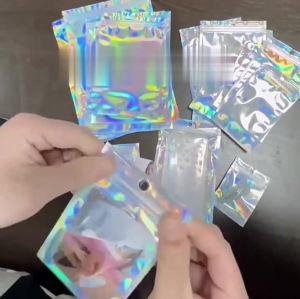 BW-C1104 Plastik Klip Hologram Flat Packaging Bungkus Makanan Bumbu Plastik / Ziplock Hologram Foil
