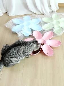 Bát Ăn Khay Ăn Nhiều Ngăn Hình Bông Hoa 6 Cánh Cho Chó Mèo