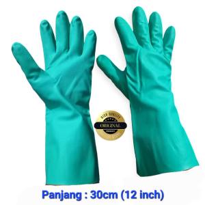 Sarung Tangan Karet 12Inch Nitrile Trasti Panjang 30Cm Warna Hijau Size Lengkap