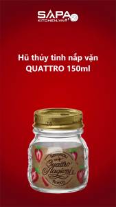 Hũ thủy tinh nắp vặn Quattro 150ml - Bormioli Rocco - Italy