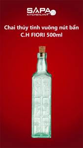 Chai thủy tinh vuông nút bần C.H Fiori Oiler Bormioli Rocco 50CL