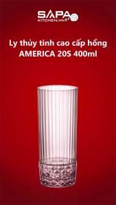 Bộ 6 ly thủy tinh cao cấp America20s 400ml màu hồng - Bormioli Rocco - Italy