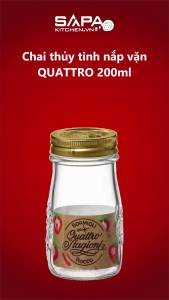 Chai thủy tinh nắp vặn Quattro 200ml - Bormioli Rocco - Italy