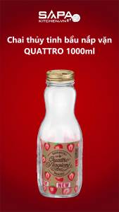Chai Thủy Tinh Bầu Nắp Vặn Quattro Bormioli Rocco 357762MDD121990 (1000ml)