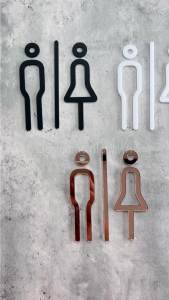 ป้ายห้องน้ำชายหญิงลายเส้น W M ป้ายสัญลักษณ์ห้องน้ำ ป้ายสุขาอะคริลิค สไตล์โมเดิร์น มินิมอลDesignfac